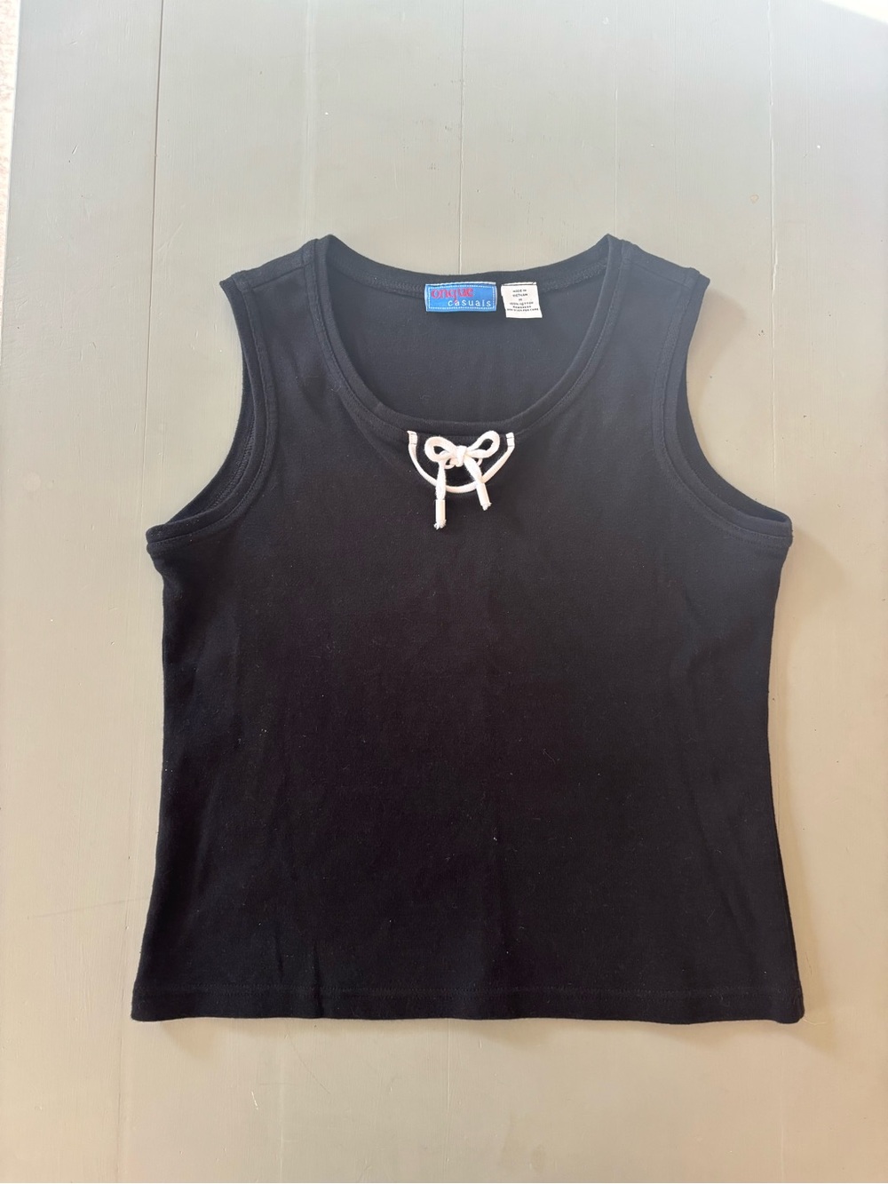 Onque Casuals Vintage Lace-Up Neck Sleeveless Tank Top (100% Cotton)